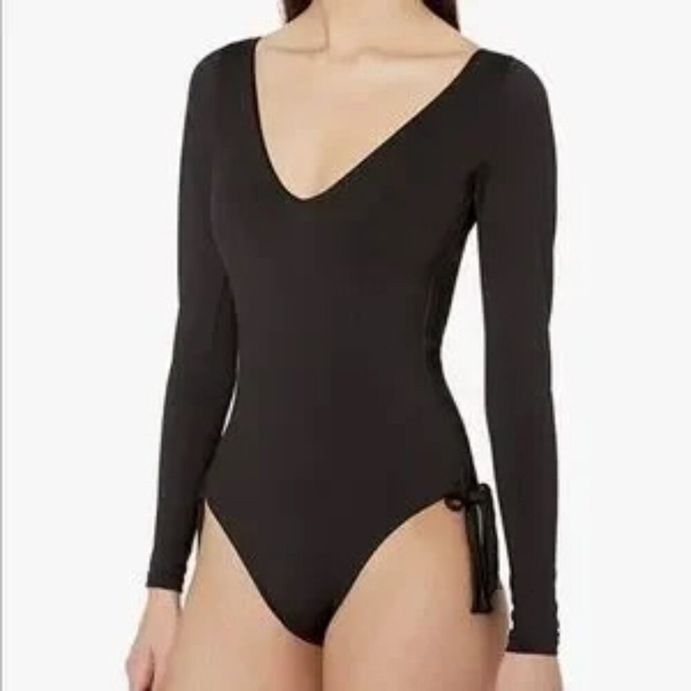NEW The Bikini Lab One Piece Swimsuit Medium Black Bodysuit Openback